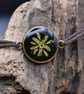 Adjustable Resin Bracelet with Real Pressed Sycamore Flower, Waxed Cotton Cord