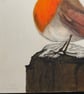 9x12 Perfectly Imperfect Pencil Drawing Robin Bird Art - Image 3
