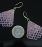 Teardrop Beaded Earrings in Pink and Purple Bubble Pattern - Image 3
