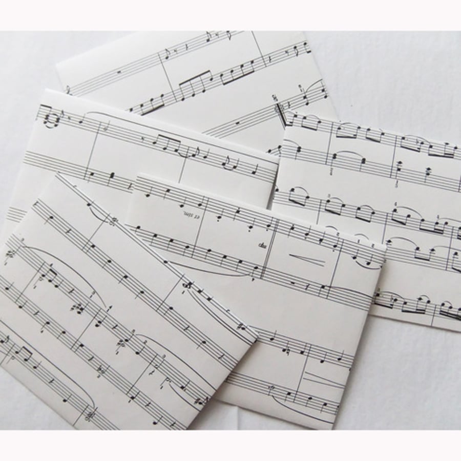 Handmade envelopes upcycled from sheet music Folksy