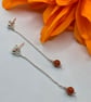 Sterling silver chain earrings with rare nanhong agate stones  - Image 1