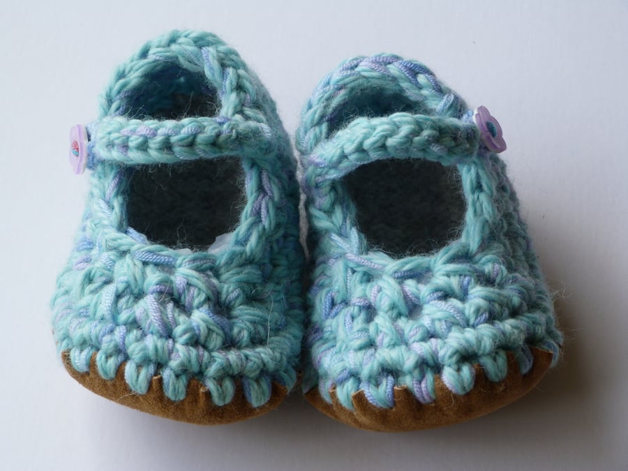 Baby shoes- Wool & leather - Mary Jane Shoes 