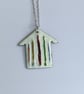 Hand Enamelled Fine Stripe Beach Hut Pendant  - Image 2
