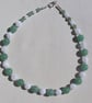 Green Aventurine & Clear Quartz Gemstone Chunky Beaded Necklace "Pine Sparkle" - Image 7