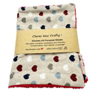 All Purpose Dish Cloths, Linen Look with red towelling back, Multicoloured heart