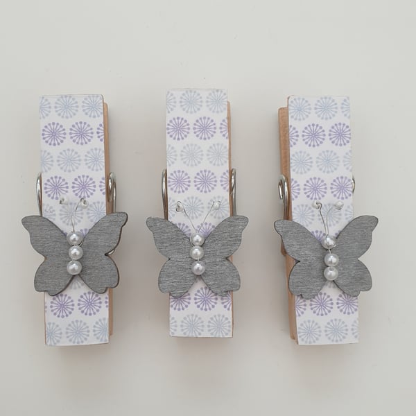 SECONDS SUNDAY SALE Butterfly Peg fridge Magnets set of 3 