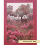 silhouette of a stag in a pink landscape, original artwork, drawing