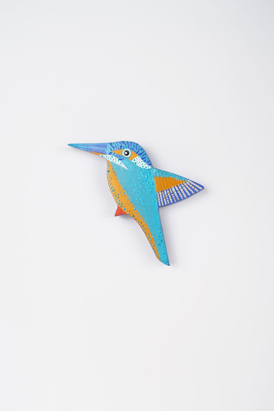 Kingfisher wall hanging, miniature bird art, gift for bird lover.