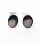Shell Stud Earrings, Black Lip Mother of Pearl Sterling Silver Studs - Image 1