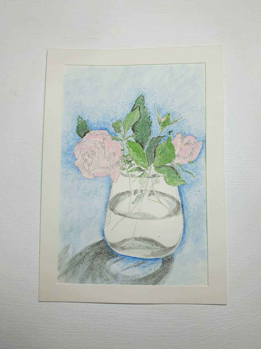 Original painting of flowers in a vase 