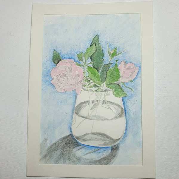 Original painting of flowers in a vase 