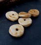 5 Medium Honey Brown Glazed Chubby Disc Clay Beads - Image 3
