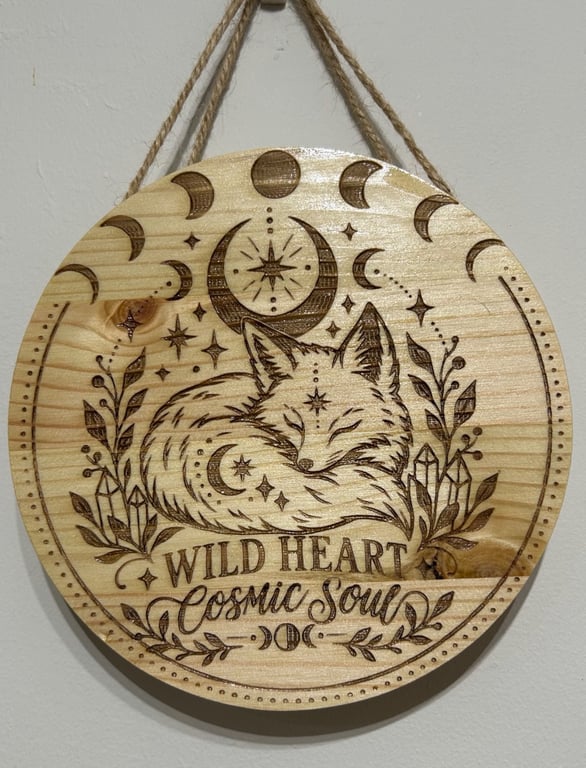 Beautiful Moon fox design Wooden plaque