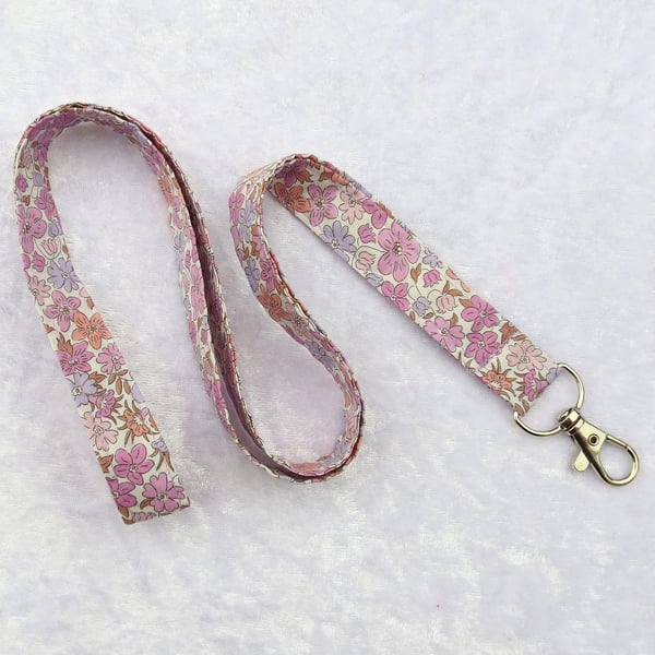 Liberty Tana Lawn lanyard, with swivel clip, 19.5 inches, floral, organic