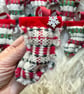 Christmas Stocking decoration - Red & Pine Green. Handwoven in Wales