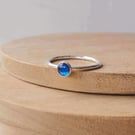 Stacking Ring with Lab Sapphire Silver 5mm Gemstone