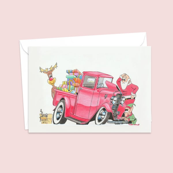 Funny Santa Christmas Card: Father Christmas and his Little Helpers (602)