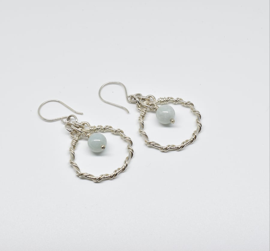 Handmade Jadeite and Sterling Silver Earrings
