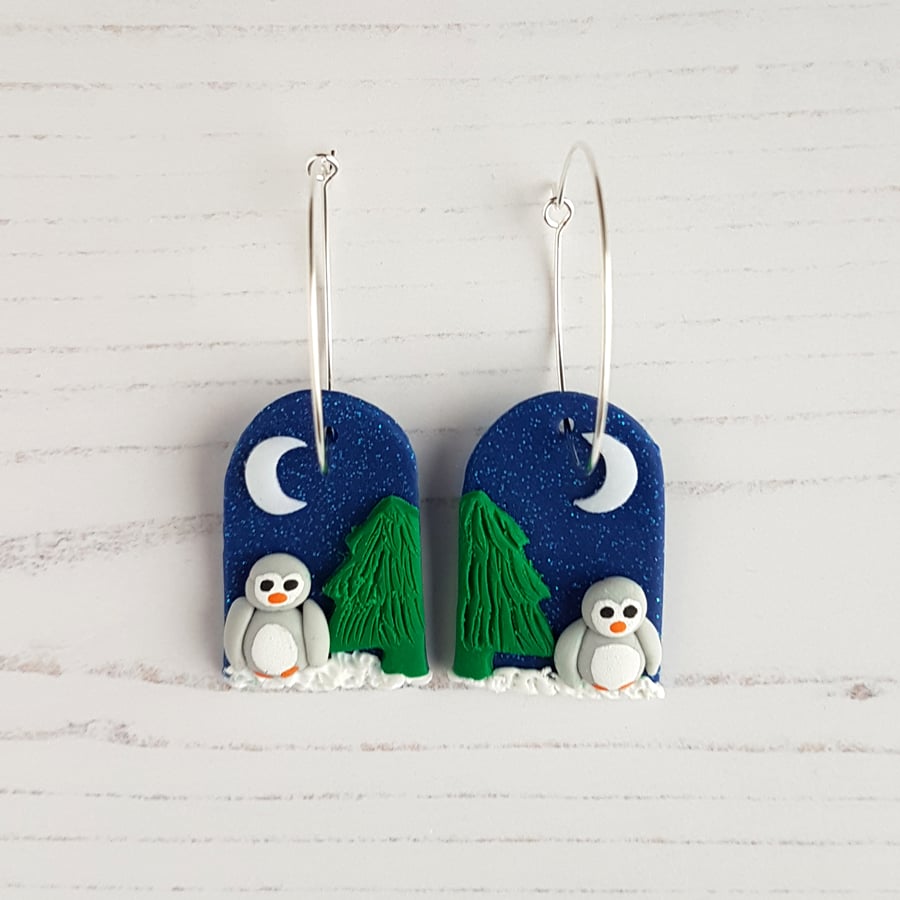 Winter or Christmas scene earrings, limited pairs available