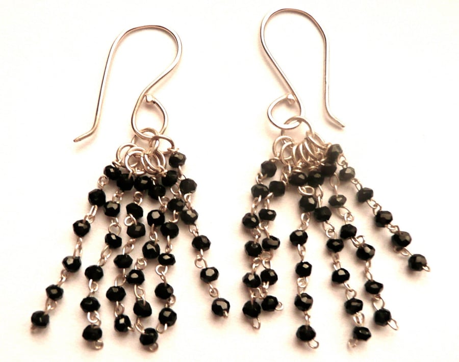 Handmade Black Spinel Dangle Earrings