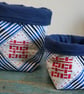 Double Happiness Handprinted Fabric Storage Basket, Crafts Project Bag