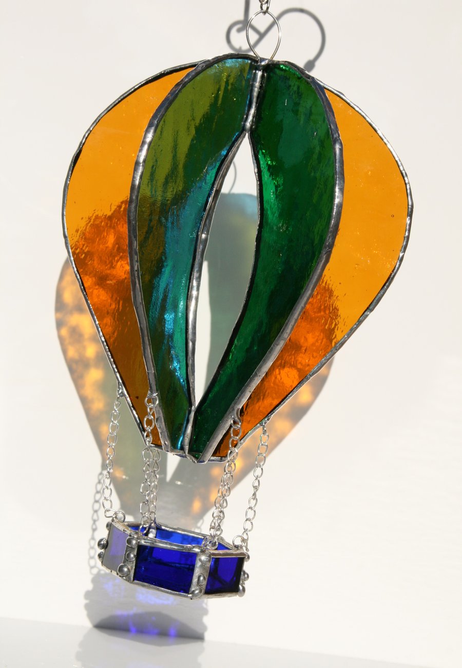 Colourful stained glass hot air balloon spinner sun catcher
