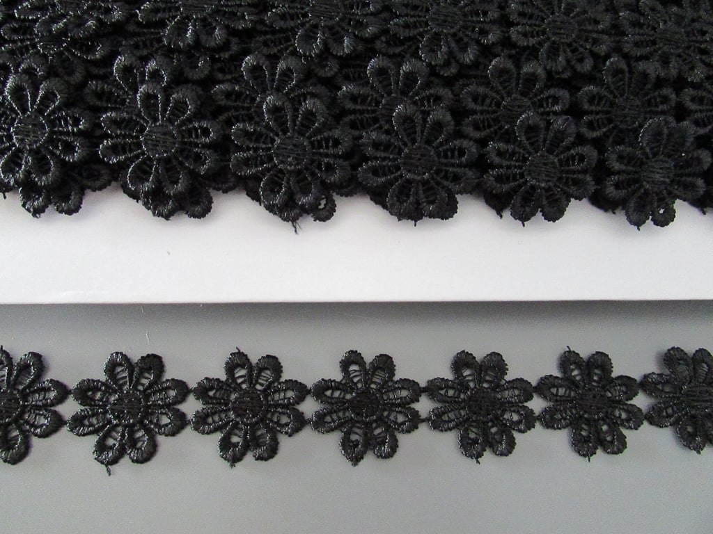 Black Daisy Venise Guipure Lace sold by the metre
