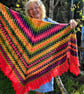 Large, crochet, triangular shawl or wrap. Generous size. Free UK postage. - Image 1