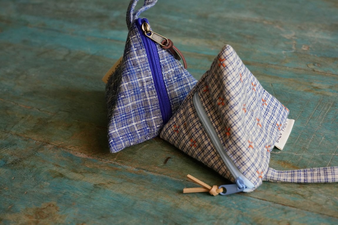 Handmade Fabric Triangular Small Zipper Pouch 