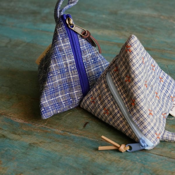Handmade Fabric Triangular Small Zipper Pouch 