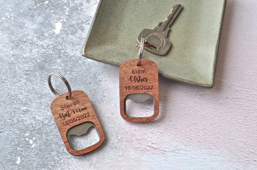 Personalised Best Man Keyring Bottle Opener