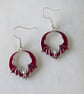 Red and Silver Bat Earrings with Silver Plated Ear Wires