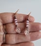 Pink Glass Cat's Eye & Copper Earrings with Pink Glass Leaves Jewellery Jewelry - Image 9