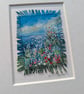 Clifftop Idyll - Original miniature on fabric. A5 Mounted - Image 1