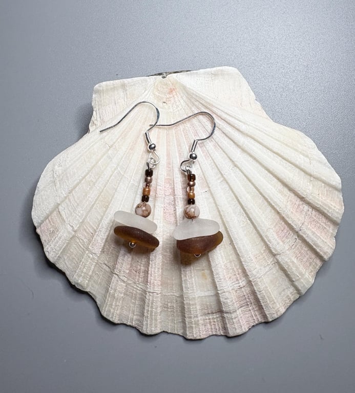 Sea glass drop earrings 