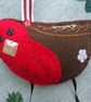Robin Redbreast Decoration, Square Beak - Image 2