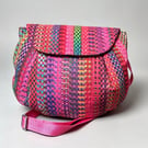 Vibrant multicoloured quilted handbag