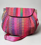 Vibrant multicoloured quilted handbag