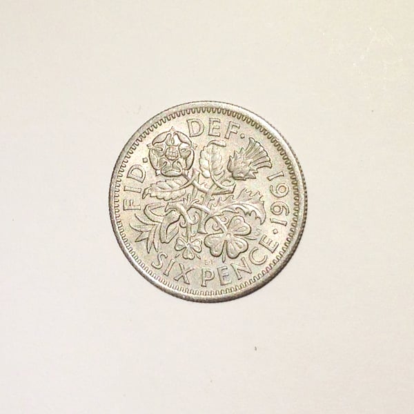Lucky Sixpence Dated 1961 for Crafting