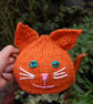 Hand Knitted Ginger  Cat Tea cosy - for a small tea for one or two teapot  - Image 3