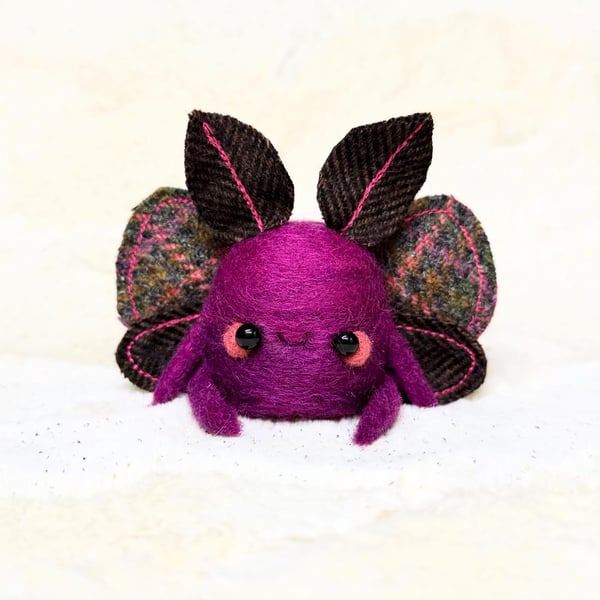 Purple Moth Friend Needlefelted Art Doll