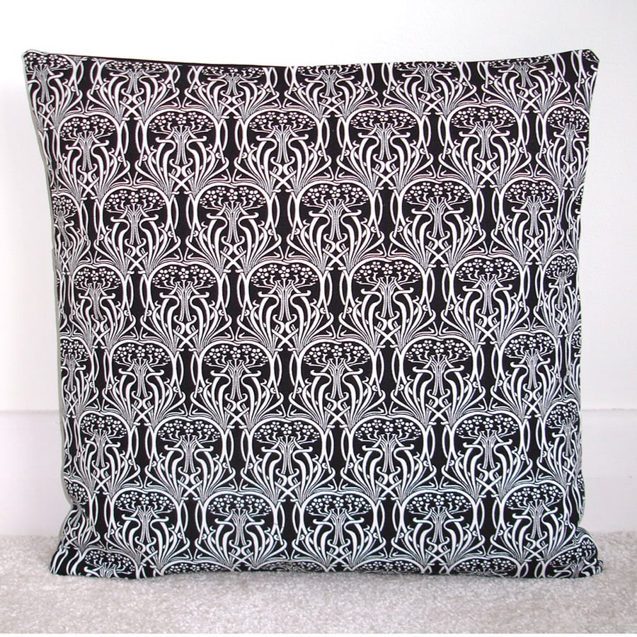Cushion Cover Black and White Art Nouveau 16x16 Square Case 16" Deco 40cm