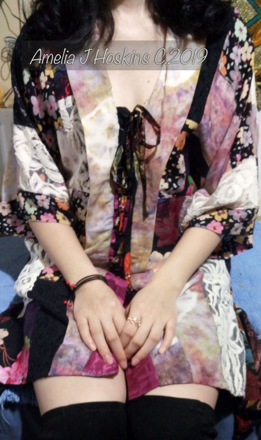 Aldebaran Patchwork Lace-up Kimono Dress