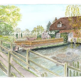 Trout Spotting, The Fulling Mill, Whitchurch,  Hampshire - Limited Edition Print