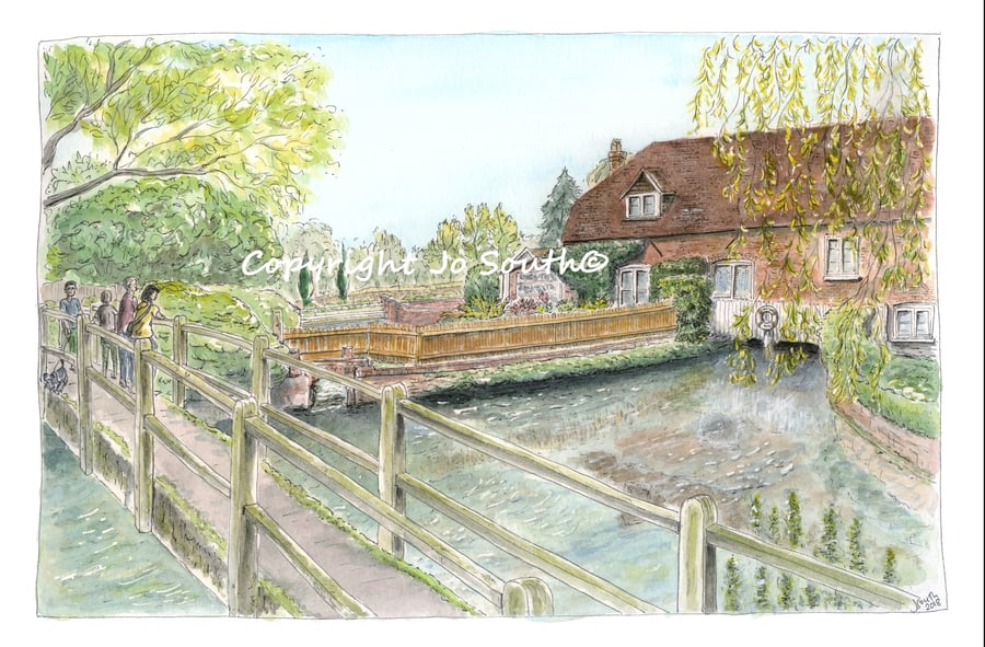 Trout Spotting, The Fulling Mill, Whitchurch,  Hampshire - Limited Edition Print