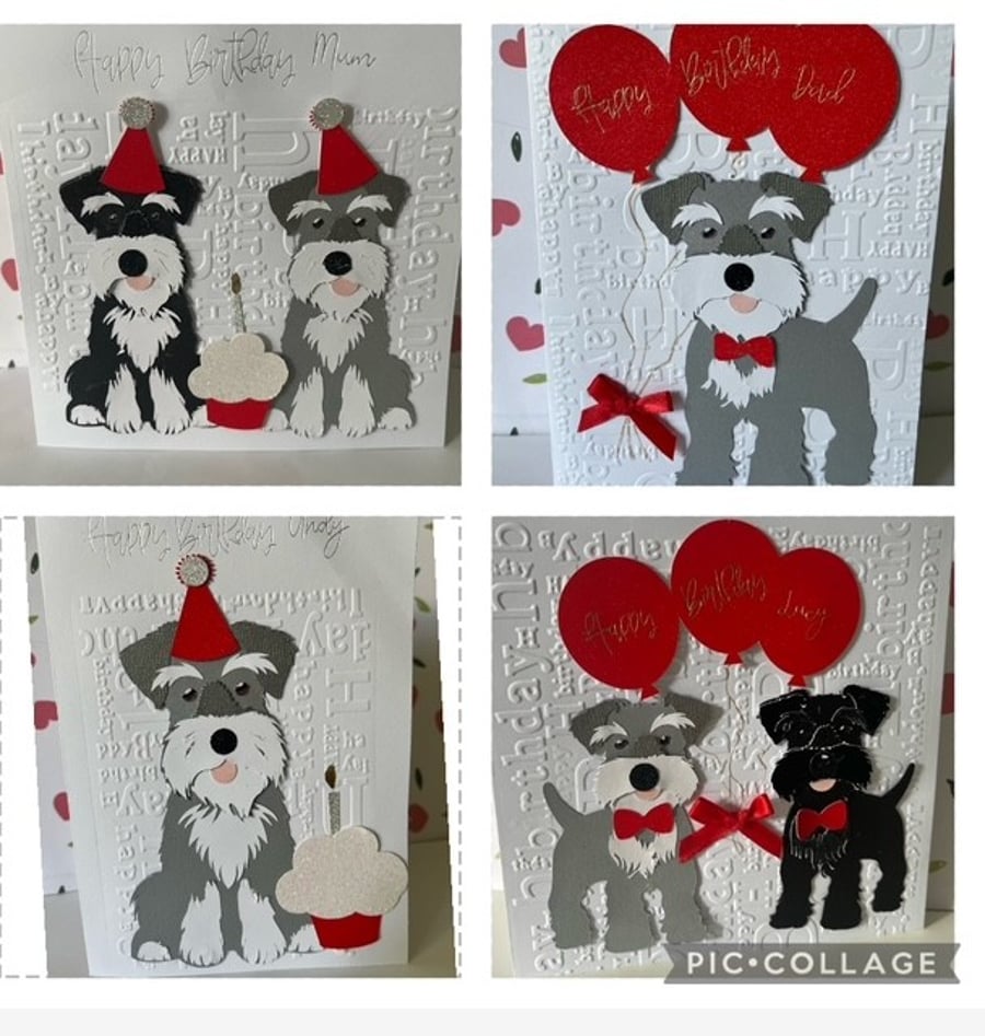 Handmade Personalised Schnauzer Birthday card