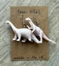 Upcycled Whiteish Brontosaurus and Coleophysis Dinosaur Earrings