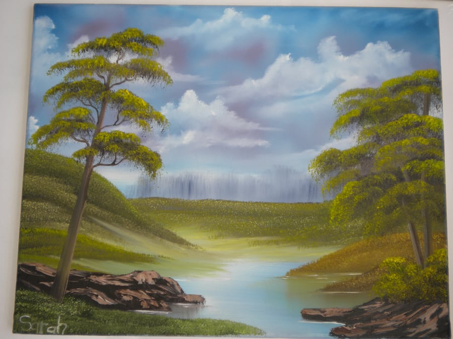 Summer Lake oil painting
