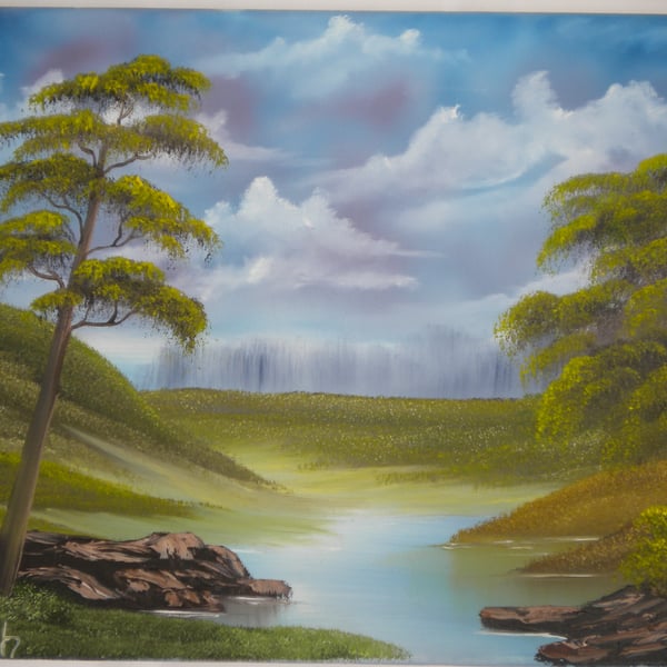Summer Lake oil painting