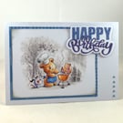 Cute bbq bear birthday card
